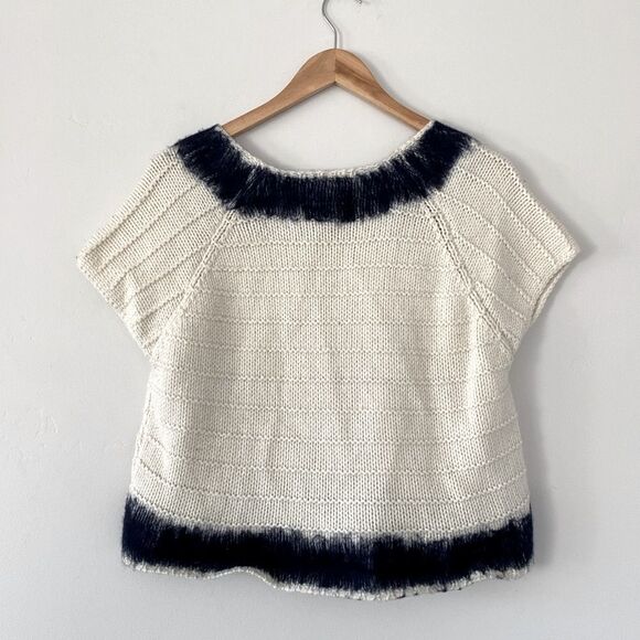 Field Flower Anthropologie Cream & Navy Sweater Alpaca blend S Boho Cottage Core - Picture 7 of 12